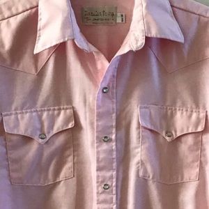 VINTAGE Ranch & Town Panhandle Slim Western shirt snap 16.5 x 35 Pink long sleev